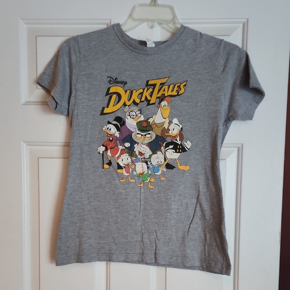 Disney Gray Short Sleeve Tee with Cartoon Graphics